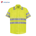 Vêtements réfléchis de travail de chemise de Polo jaune de sécurité de visibilité élevée des hommes faits sur commande avec la longue douille et les poches